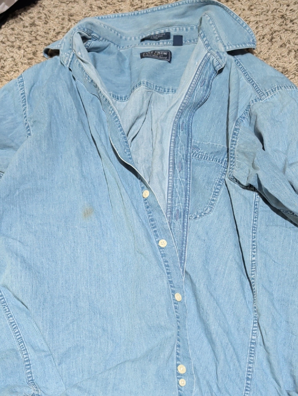 Men's Light Blue Denim Button-Down Shirt by Lee